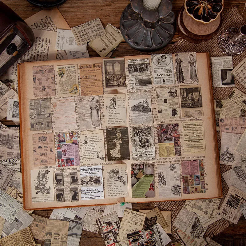 A pack of 100 double-sided retro mini note cards in seven vintage colours including antique paper and forest movie.