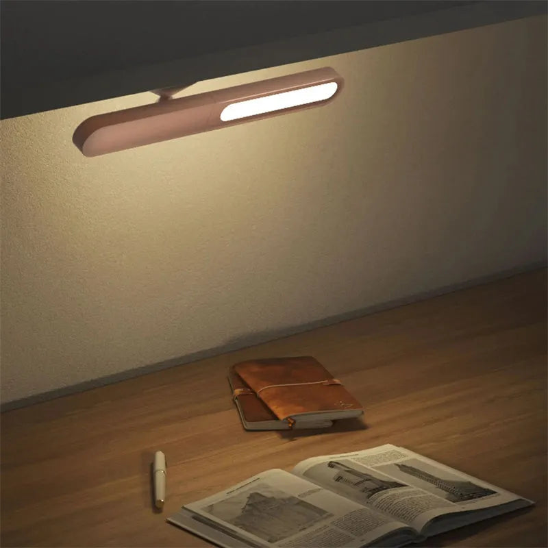 Geometric desk lamp with magnetic suction base and touch control in white or khaki colour