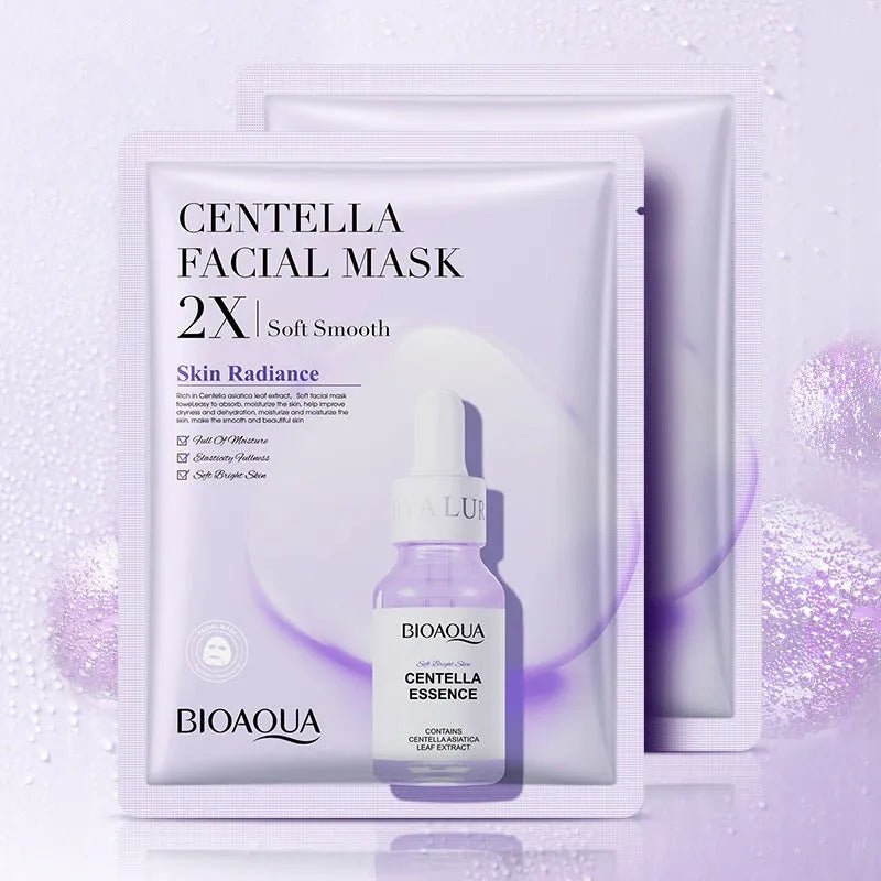 Collagen face sheet mask with 30g serum containing hyaluronic acid, vitamin C, and Centella Asiatica extract