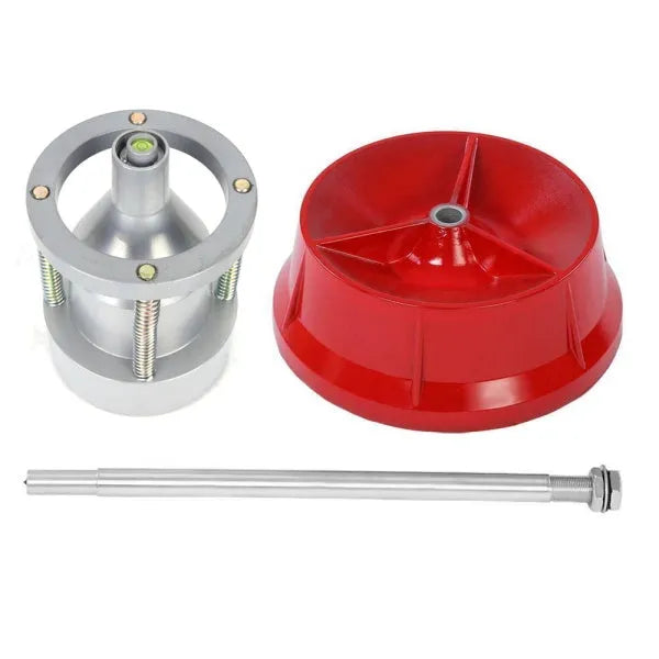 Portable hub balancer with bull's eye level for tyre balancing, aluminium head, and non-rust enamel base
