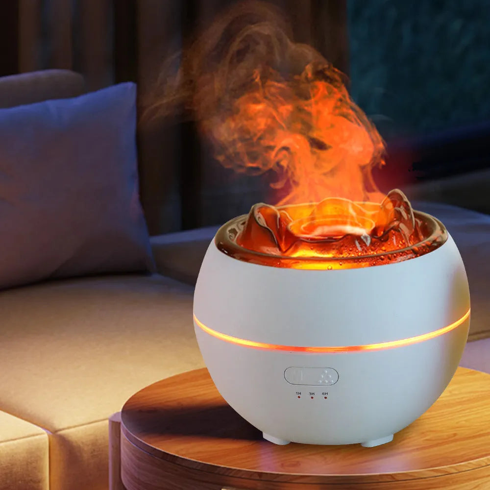 White crack style ultrasonic aromatherapy diffuser and humidifier with mechanical controls and round design