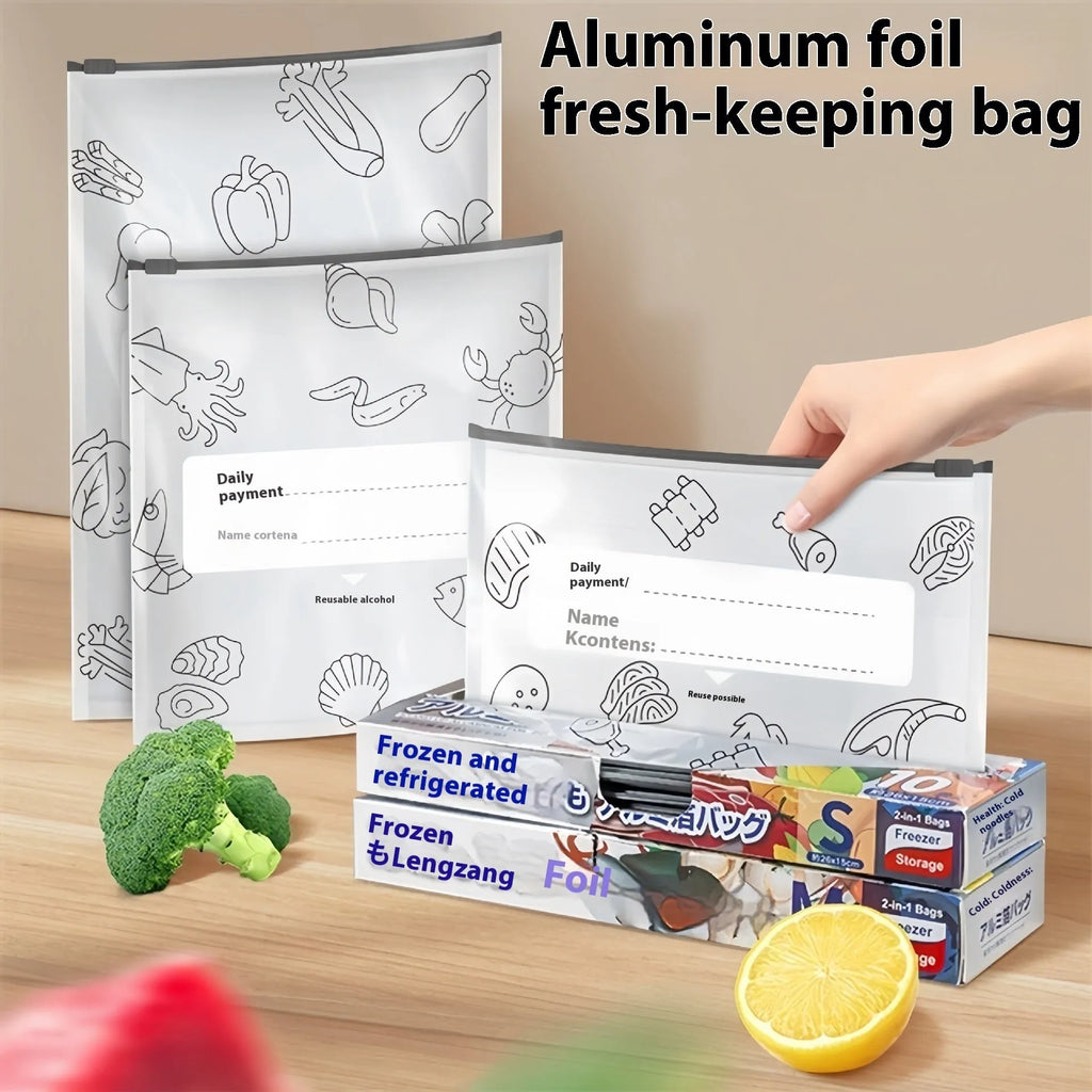 Aluminium foil sealed bags in three sizes with heat resistance from minus 60 to 100 degrees Celsius