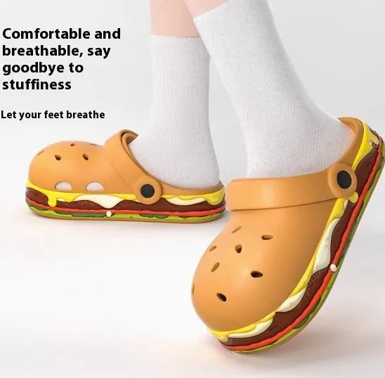 Women's thick-soled EVA sandals in Angus colour with closed toe and hollow-out platform sole.