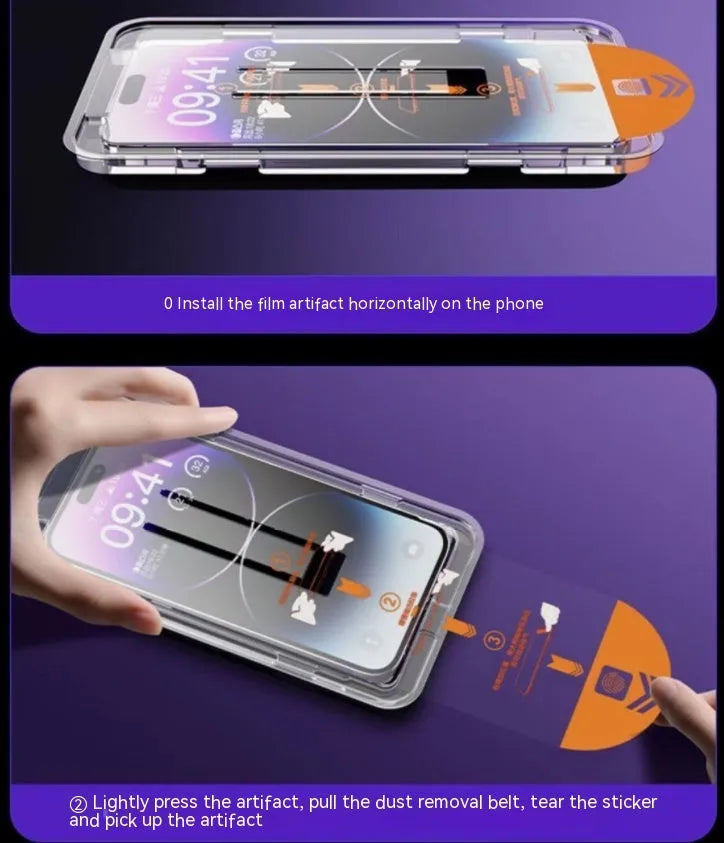 Dust-free warehouse tempered glass screen protector for iPhone with HD clarity and privacy peep-proof option