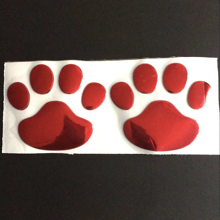PVC hand-shaped brush car sticker with dog footprints pattern measuring 7cm length in four colour options