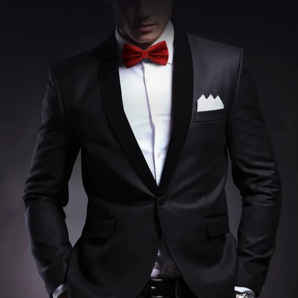 Men's solid colour bow tie with flat head design measuring 12 by 6 centimetres