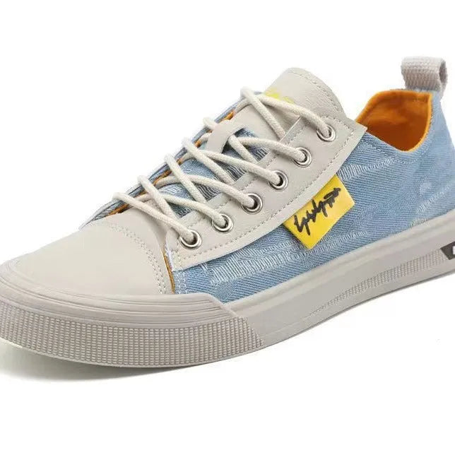 Men's canvas casual shoes with front lace-up design and round toe in three colour options