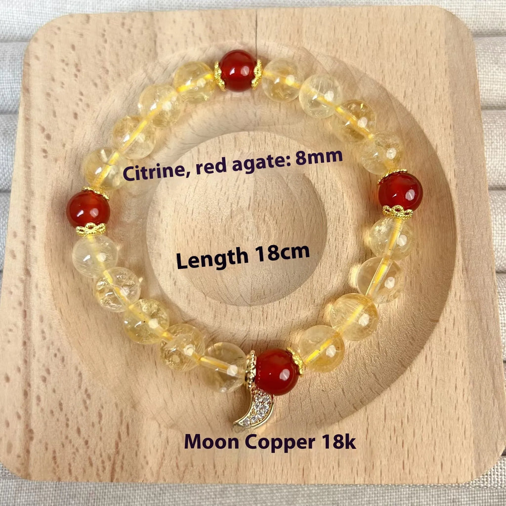 Citrine red agate crystal bracelet with manual craftsmanship for women's jewellery