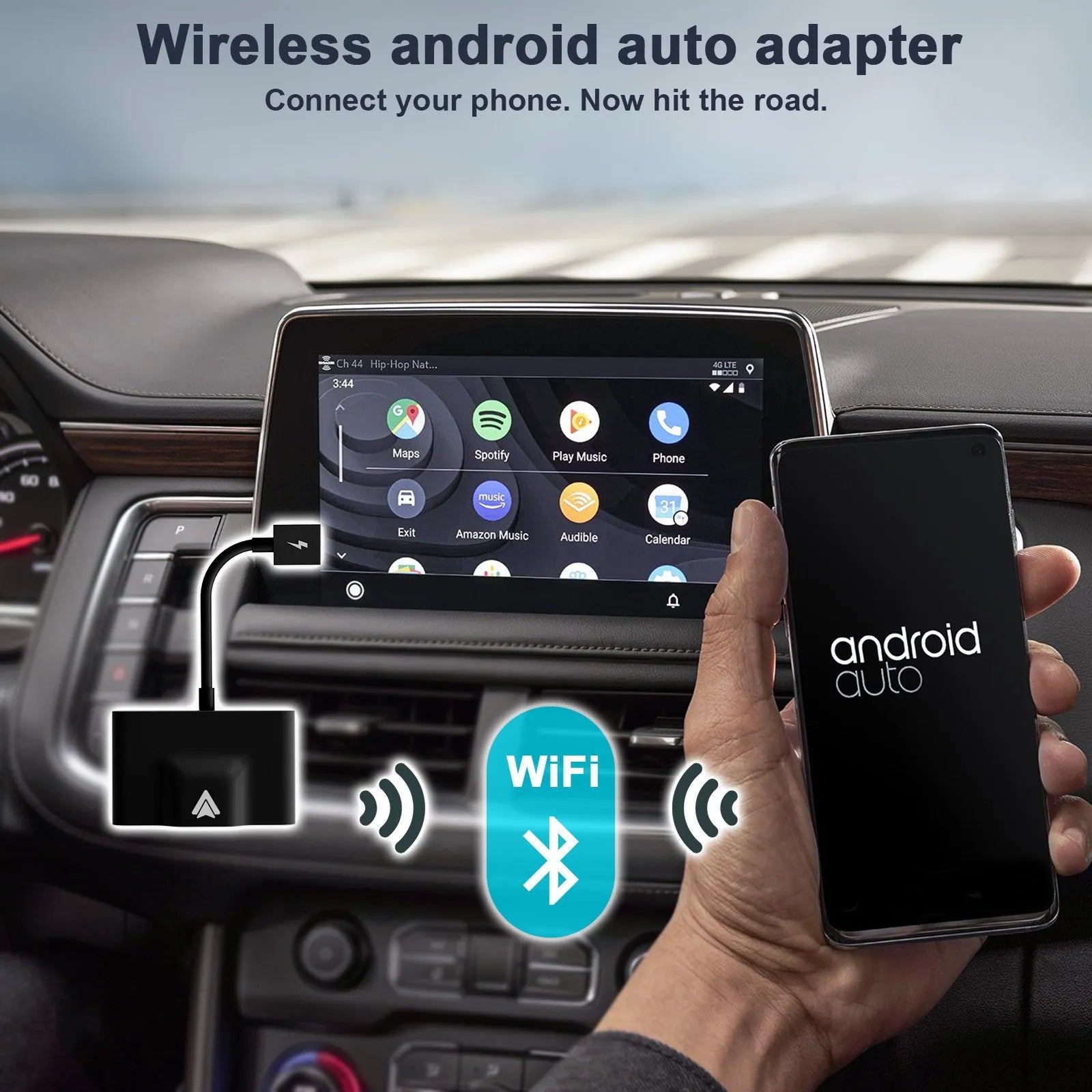 Car wired to wireless Android system adaptor with multiple colour options for original CARPLAY vehicle models