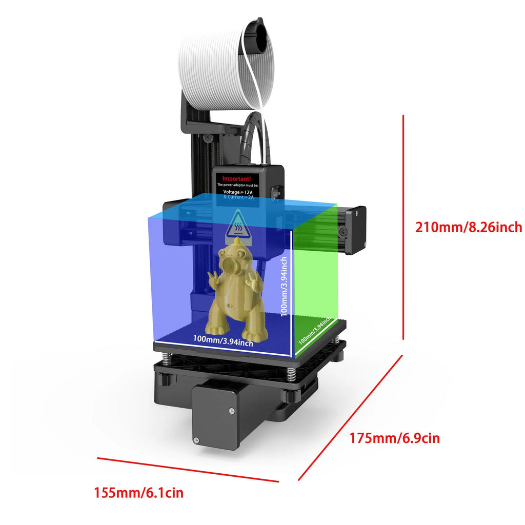White EasyThreed K10 3D printer with 175mm build area compatible with TPU and PLA filaments