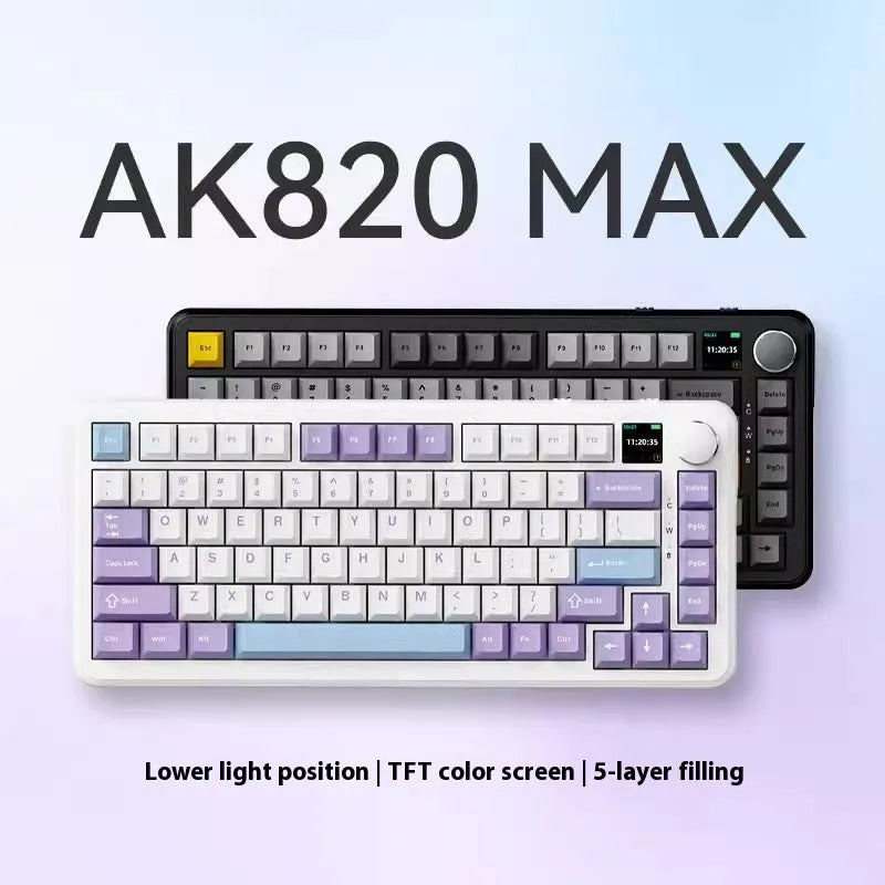 Three-mode mechanical keyboard with hot plug switches in black, grey and yellow colour options