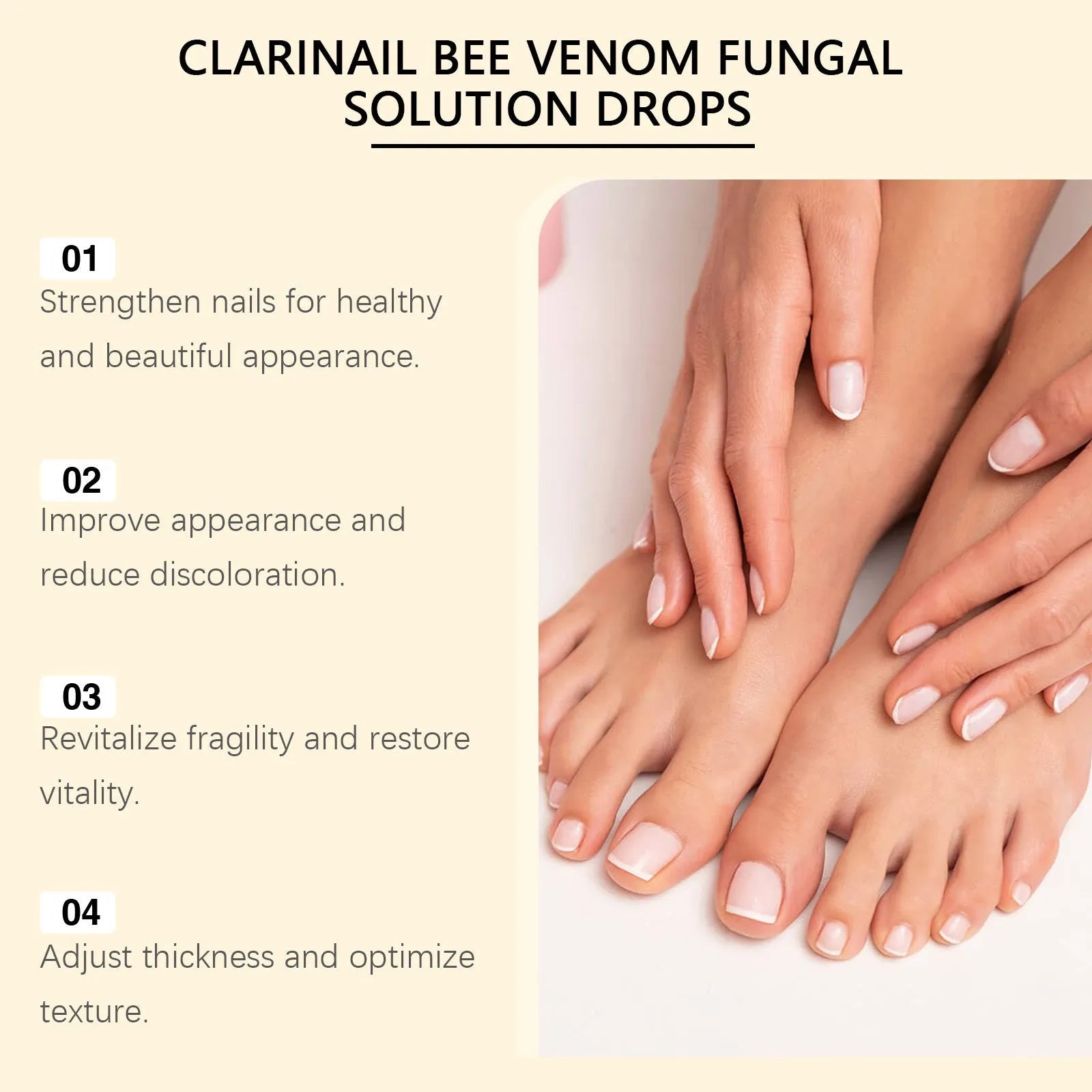 50ml nail fungus care solution bottle with bee venom and peppermint oil ingredients