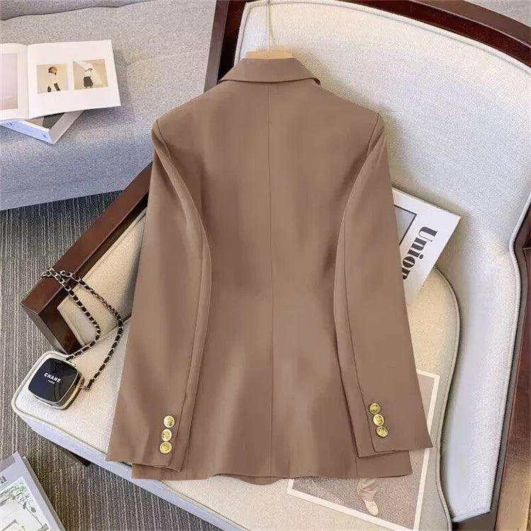 Women's loose-fit polyester blouse with regular sleeves in black colour, showing 50cm length and relaxed silhouette
