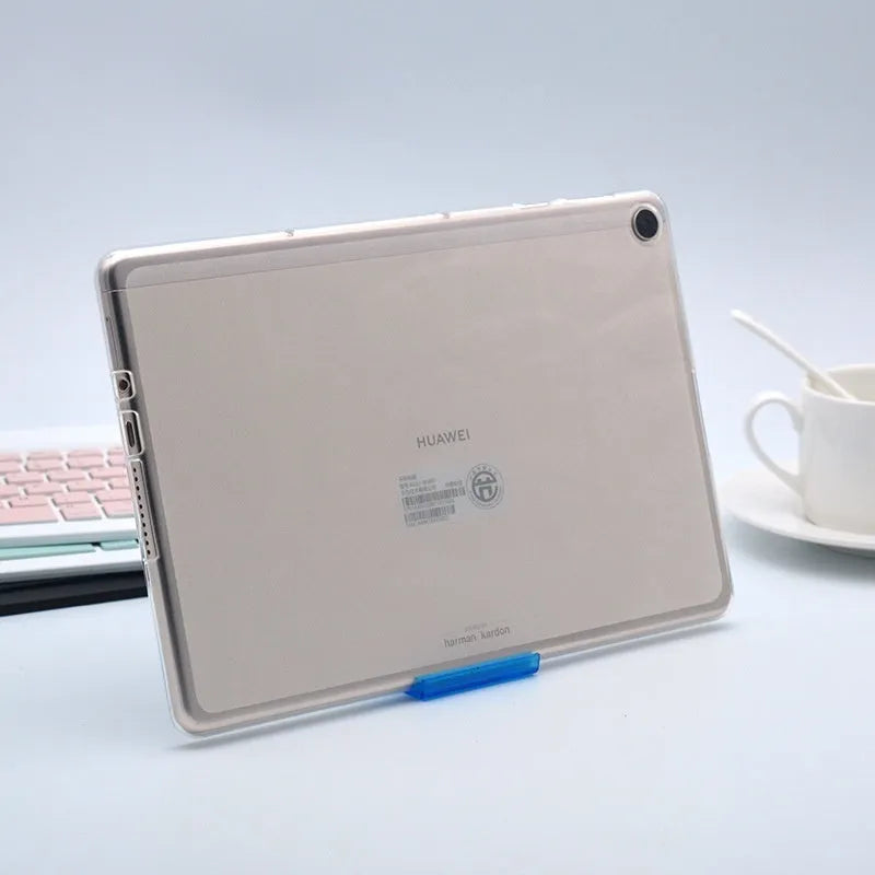 Clear ultra-thin 0.8mm silicone protective case for tablet showing transparent white colour and minimalist design