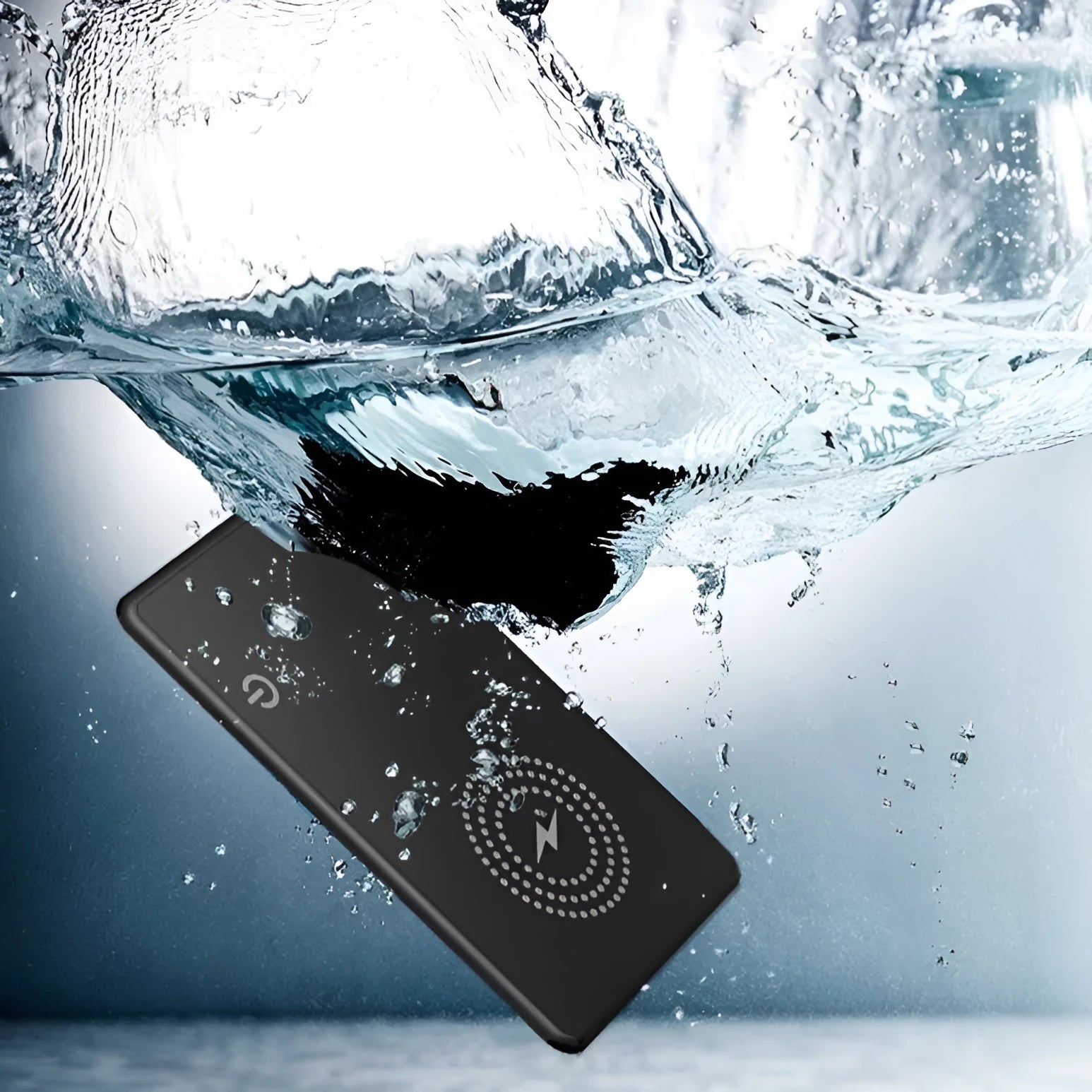 Black wireless rechargeable GPS tracker card compatible with Android and Apple Findmy AirTag