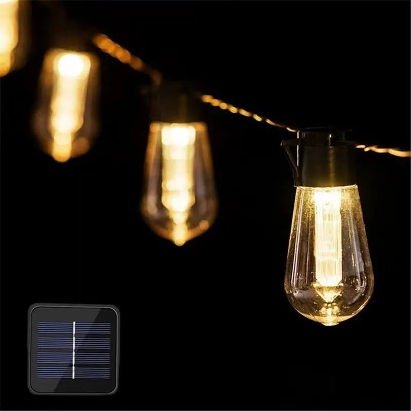 Solar retro long bulb infusion bottle shape waterproof outdoor string lights illuminating garden patio