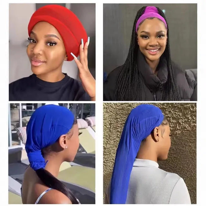 Wig net high elasticity oversleeve type mesh cap in various colours on a mannequin head