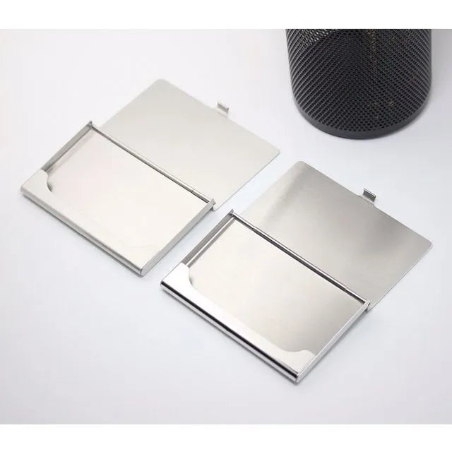 304 stainless steel business card case with laser geometric engraving and mirror finish