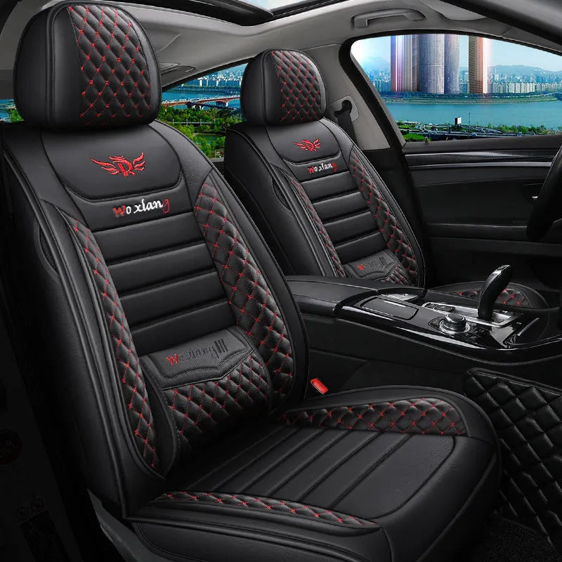 Five Four Seasons car seat cushion with high elastic sponge, leather cover, 65x55x25cm, in sports red colour