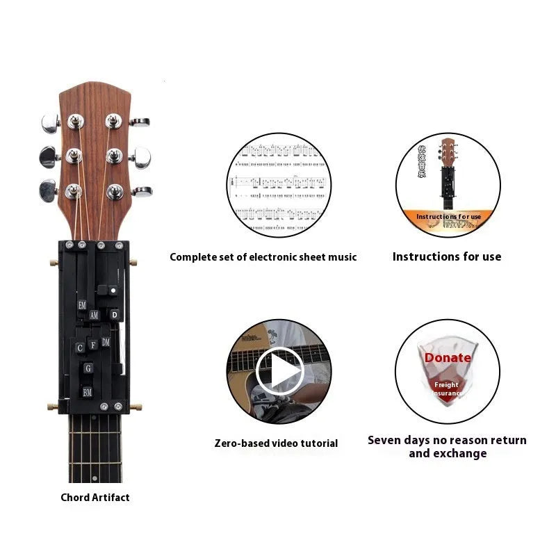 Black chord maker auxiliary gear for folk guitar second chord practice with 2024 double chord design