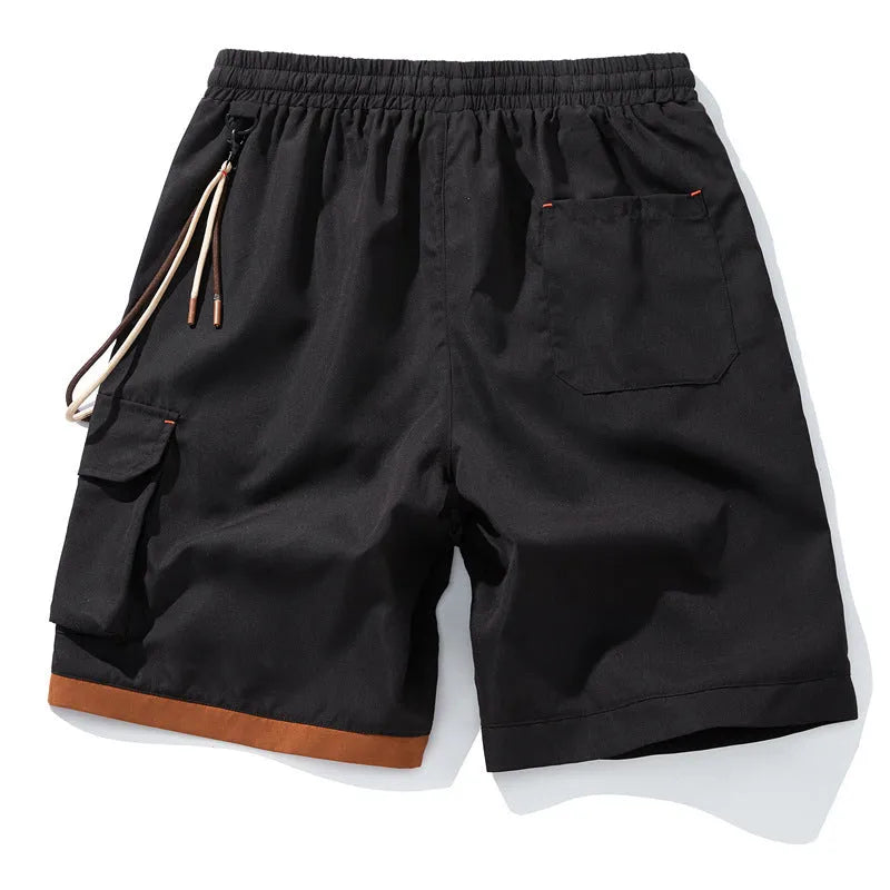 Men's plus size bamboo fibre shorts in straight-leg cropped style with elastic waistband