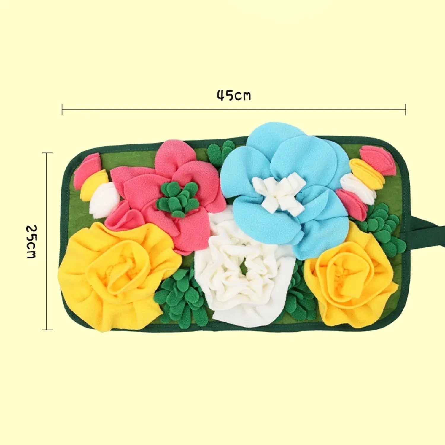 Grey square Totoro garden foraging mat for rabbits and guinea pigs showing four-sided design