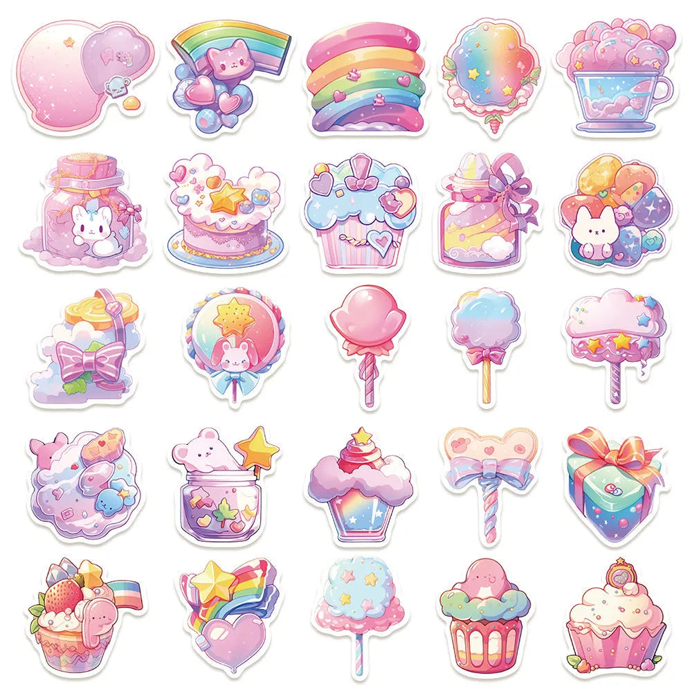Fresh candy small object decorative waterproof stickers measuring 4-7cm with 50 sheets included