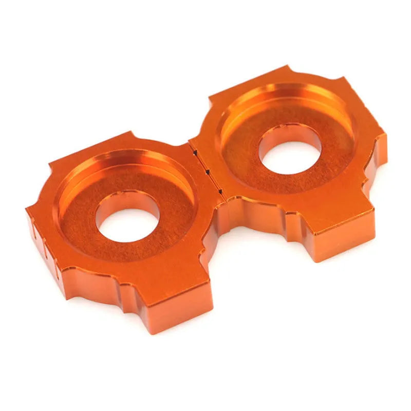 Pair of orange metal screw regulators for KTM DUKE motorcycle rear fork modification