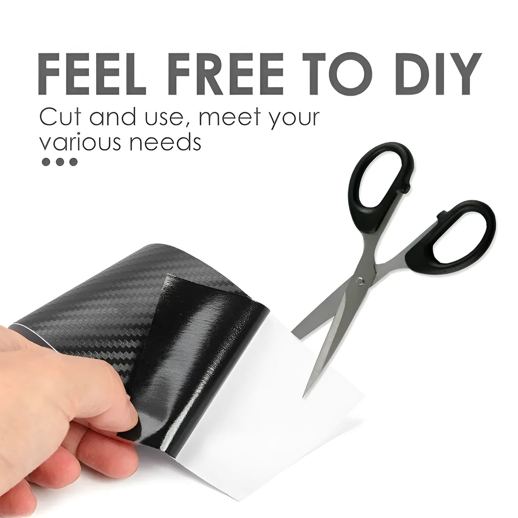 Matte carbon fibre roll for car door sill protection showing 3D pattern texture