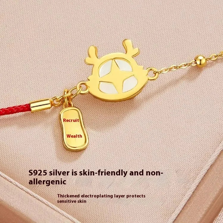 SL173 silver-plated bracelet with dragon charm and Hetian jade stone
