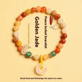 Handmade natural jinsi jade bracelet with safety buckle clasp and 6mm agate beads
