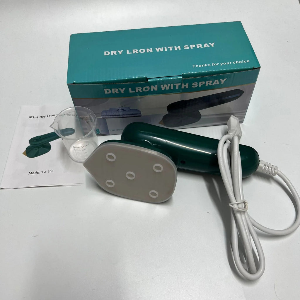 Dark green handheld garment ironing machine with titanium panel and steam function