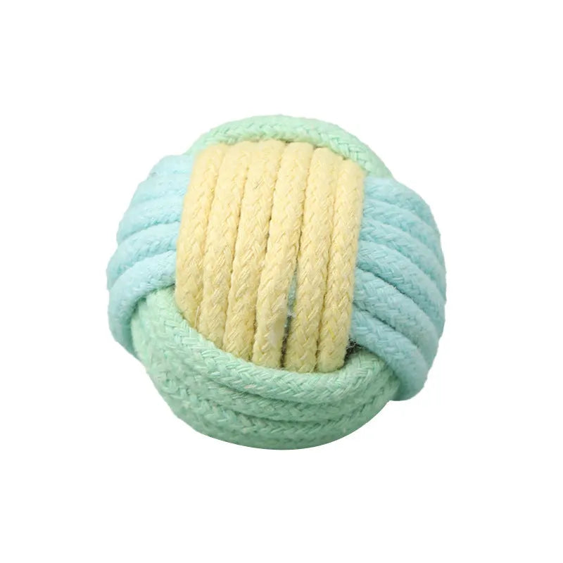 Handmade blue powder, green blue, and pink green cat hair ball plush toys for interactive play