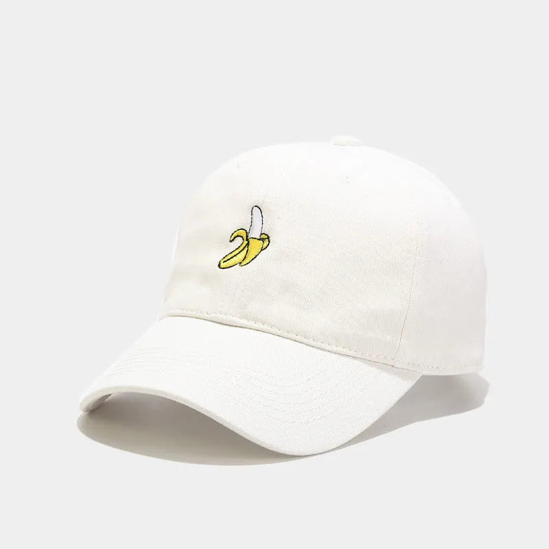 Adjustable baseball cap with banana embroidery in various colours