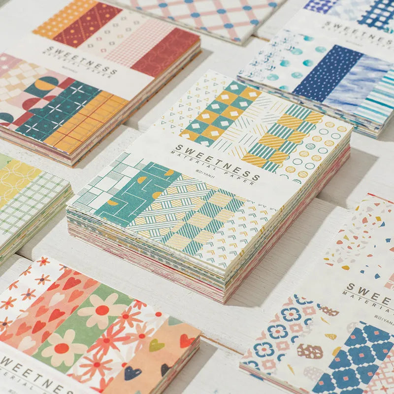 Retro collage material note paper set with 50 pieces in dessert colours like Red Plum Cheese, 56x83mm size