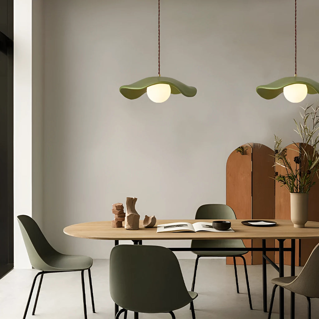 Lotus leaf bedside chandelier in green, orange, or milk brown, 220V ceiling light for bedroom or living room