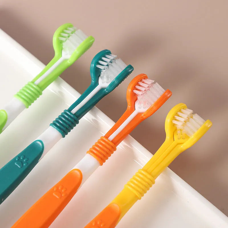 Plastic nylon pet toothbrush in multiple colour options for dog and cat dental care