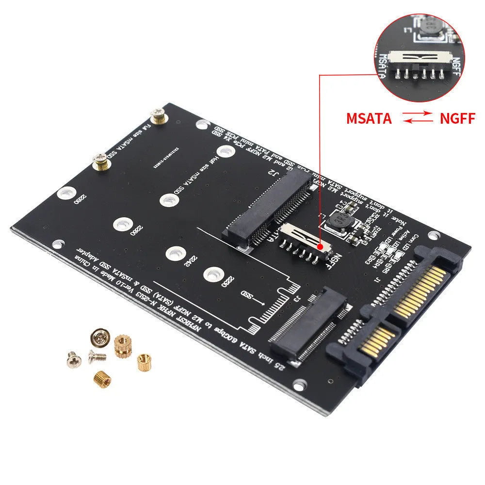 SATA3 to M.2 NGFF mSATA SSD conversion adapter board measuring 50mm x 30mm in black or blue colour