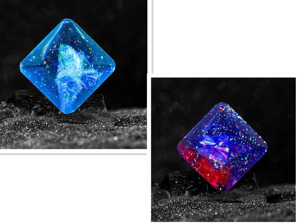 Galactic Edition resin fidget gyro on desk showing quadrilateral 4cm design