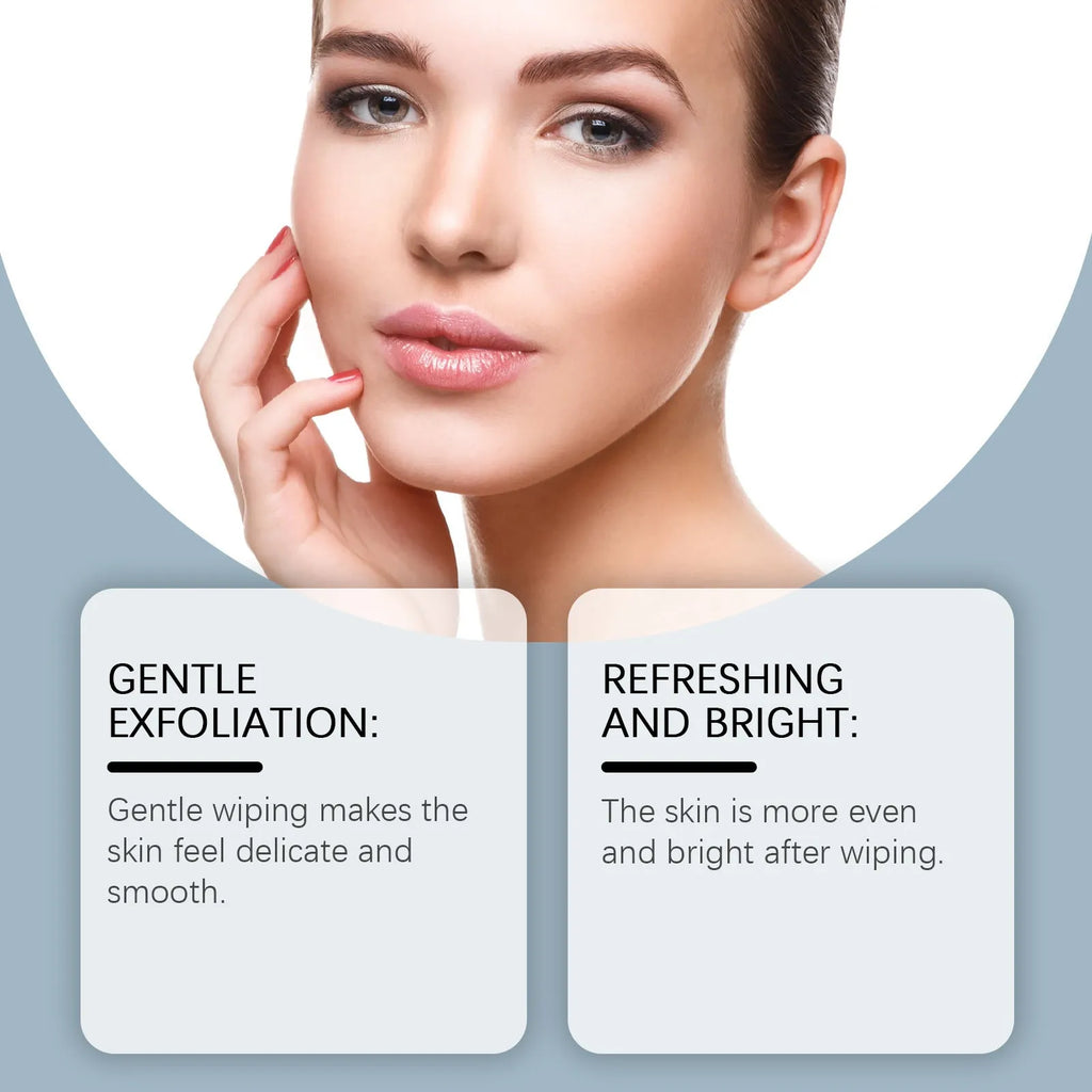 Pack of 50 glycolic acid exfoliating and moisturising cotton facial treatment pads.