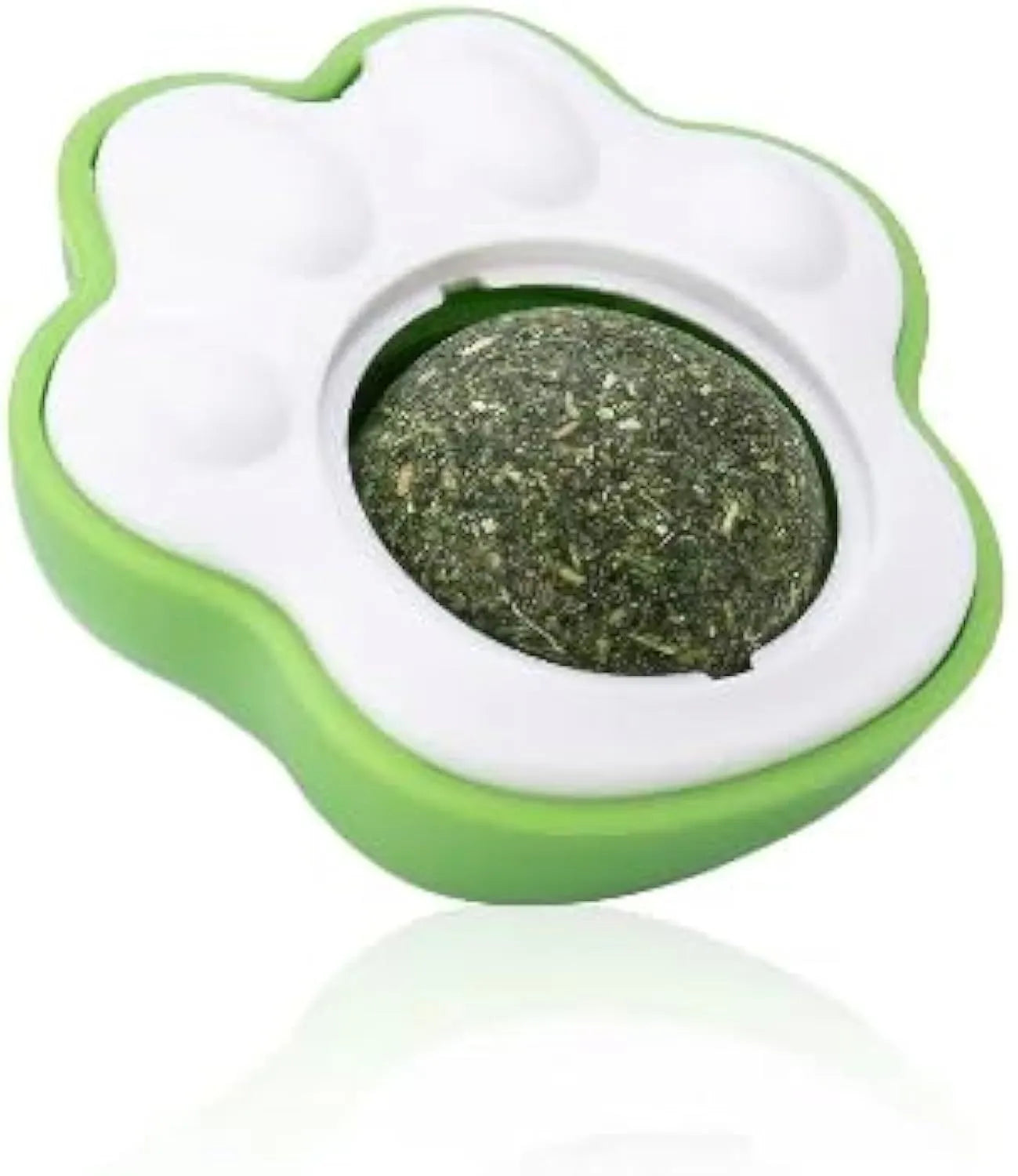 Blue, green, or pink catnip balls for cats with plush material, 45mm by 33mm by 50mm size, used as dental chew toys