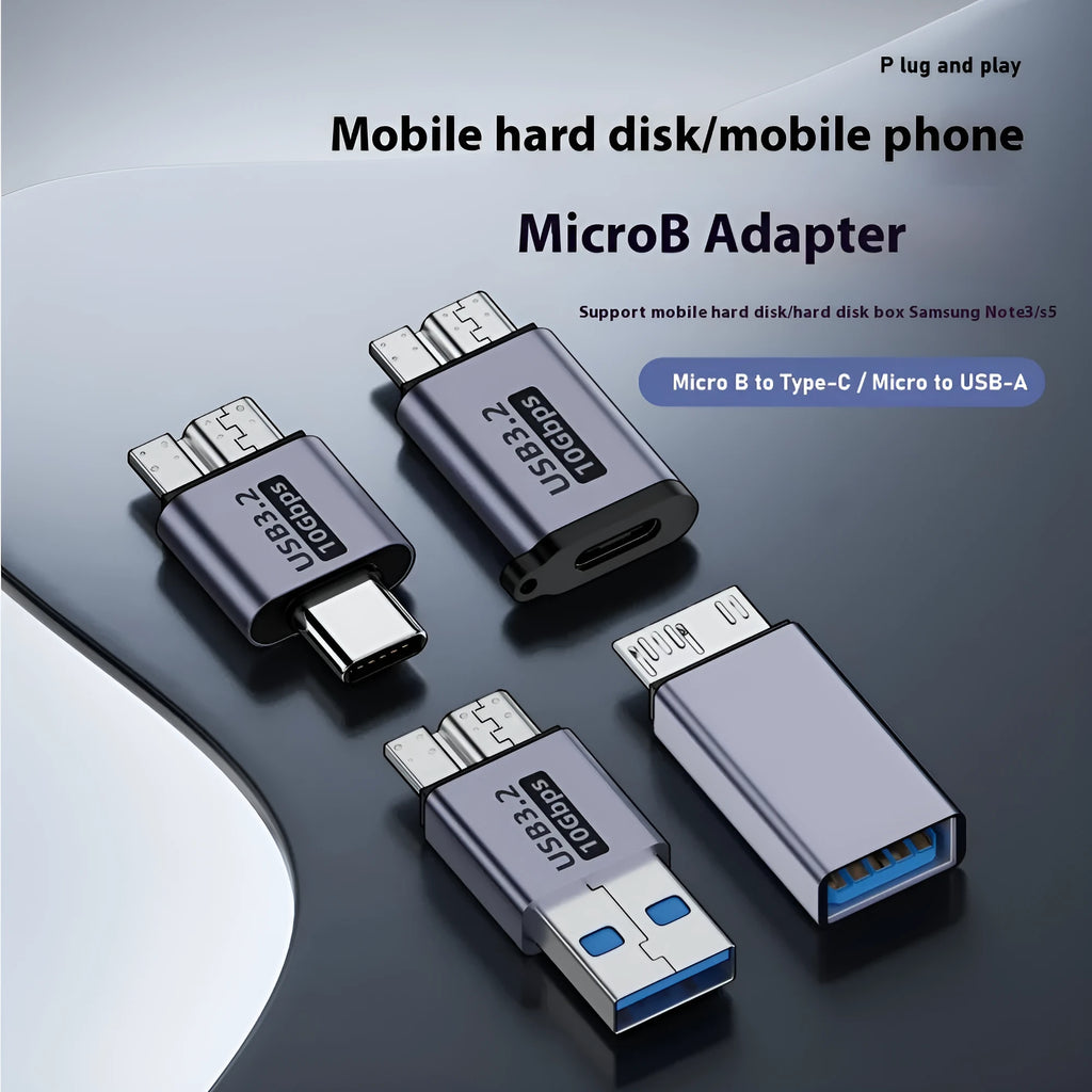 Micro USB B to USB Type-C and USB-A adapter converter for data and charging