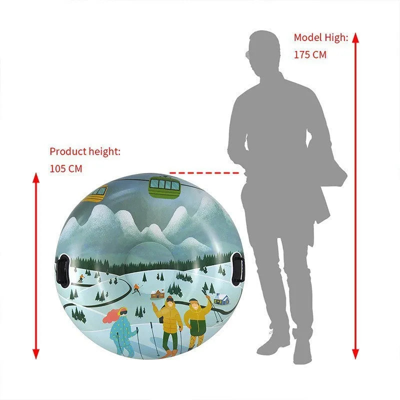 Outdoor PVC Winter Ski Ring showing 30cm diameter and 2mm thickness in snow mountain skiing ring colour