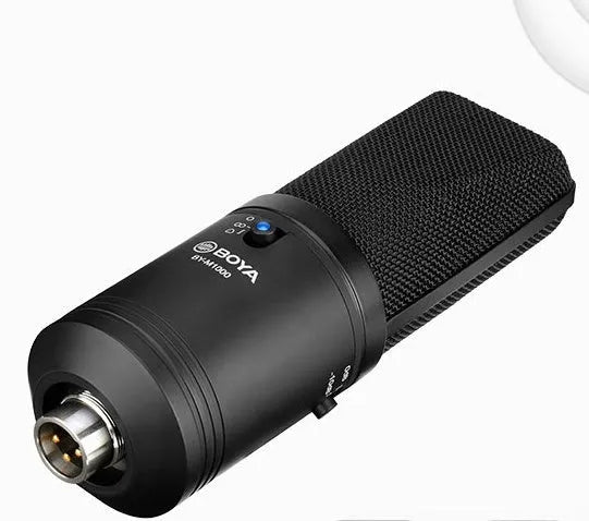 Black capacitive microphone with large diaphragm for K song, computer, mobile phone recording, and anchor use