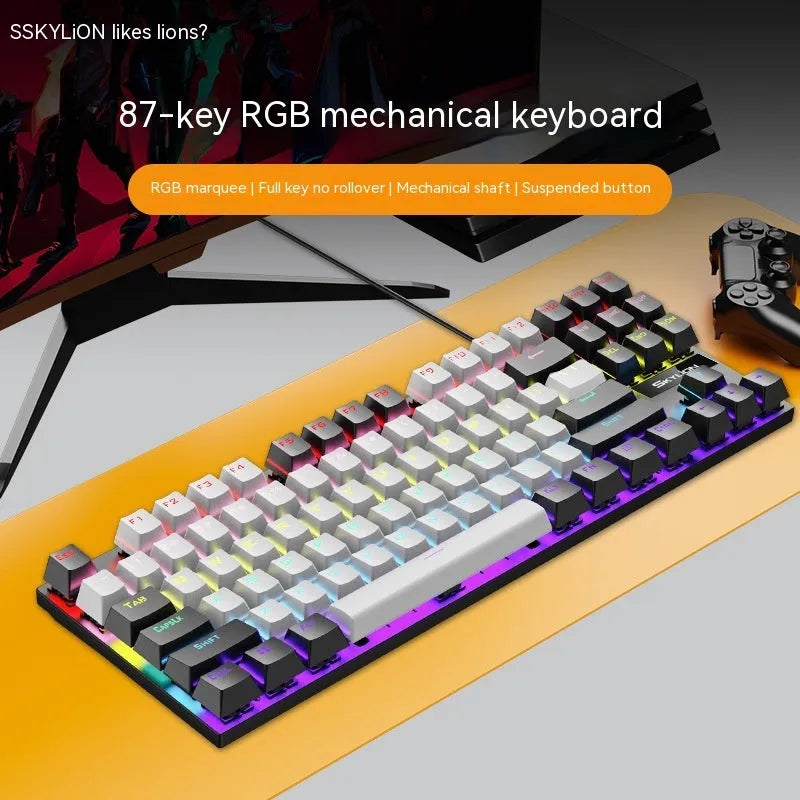 K87 mechanical keyboard with metal frame and braided USB cable in selectable colour options