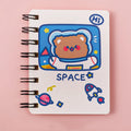 Astronaut Flipped Portable Pocket Flipper Notebook showing 10.5x8cm dimensions and space-themed cover options