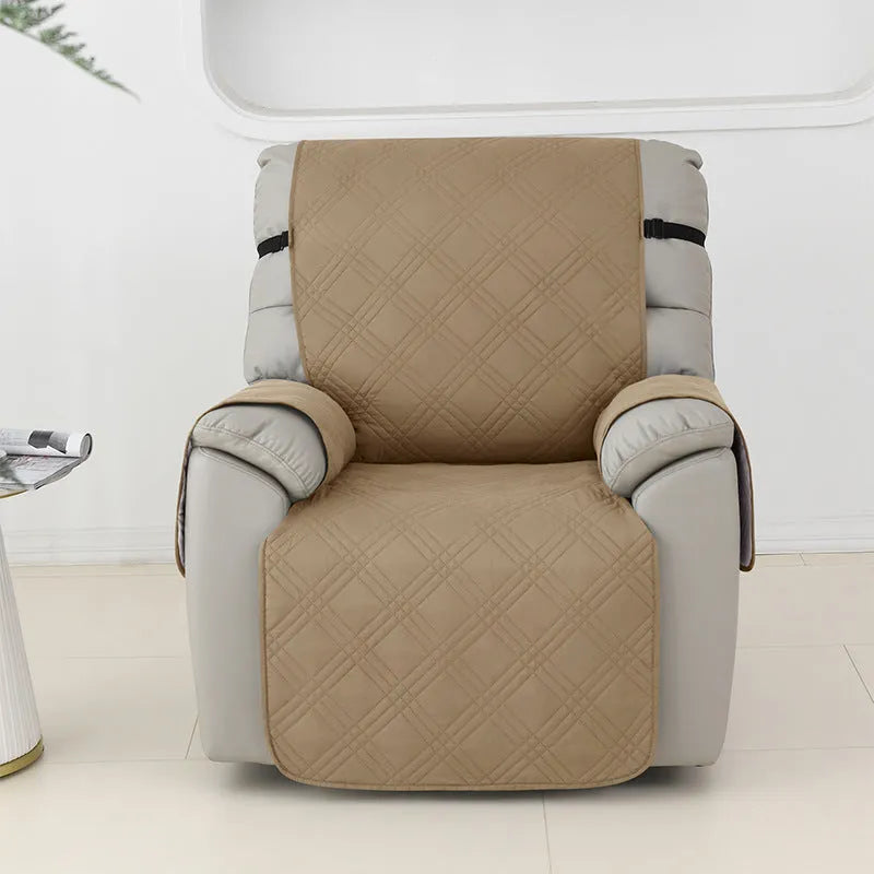 Quilted waterproof cover for Chivas massage chair sofa in small single size, shown in burgundy colour