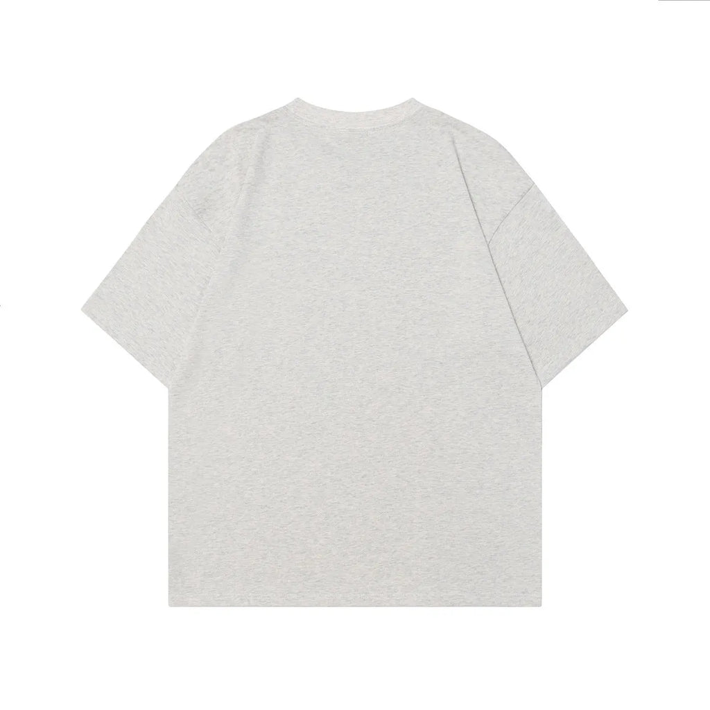 Men's loose fit pure cotton short-sleeved t-shirt in black and melange grey