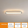 Strip ceiling lamp with aluminium frame and PVC shade in black, white, or gold finish, showing 60cm or 80cm length options