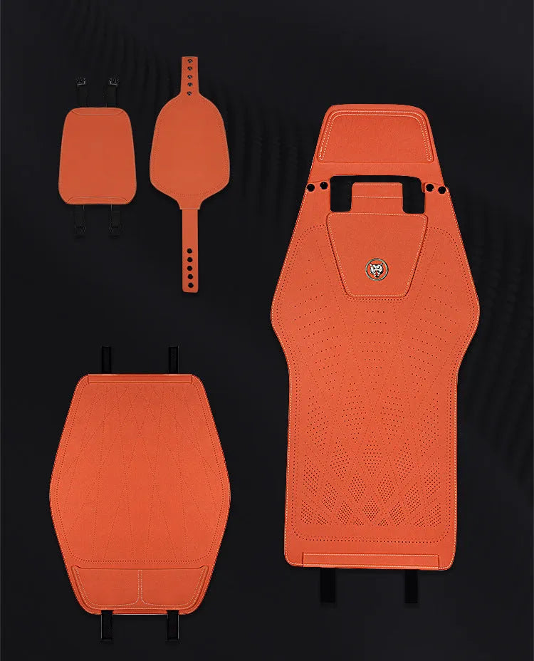 Tailored car seat cover with gradient hole design in fur material showing colour options
